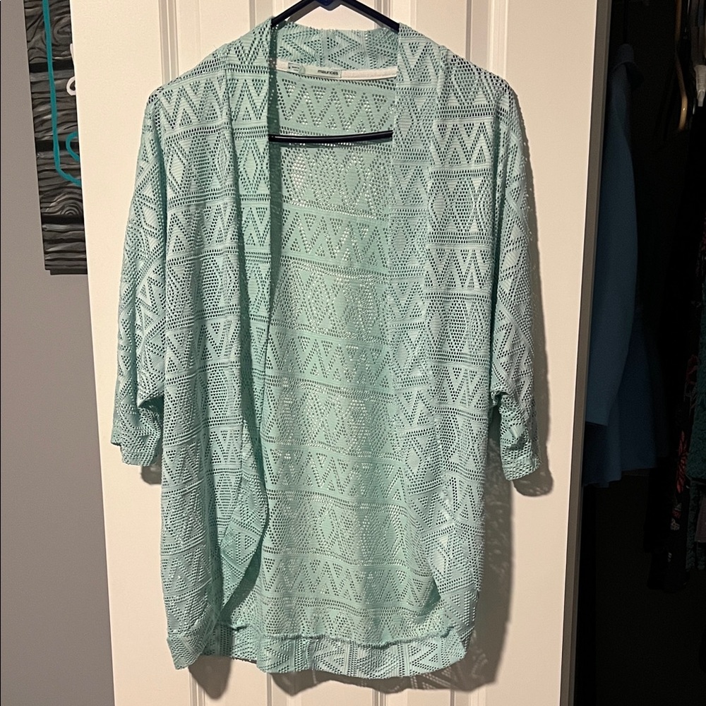 Maurices Mint Green Open-Front Cardigan